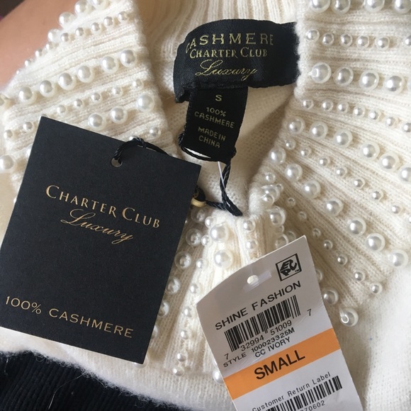 100% cashmere and pearl embellished sweater - Picture 5 of 5